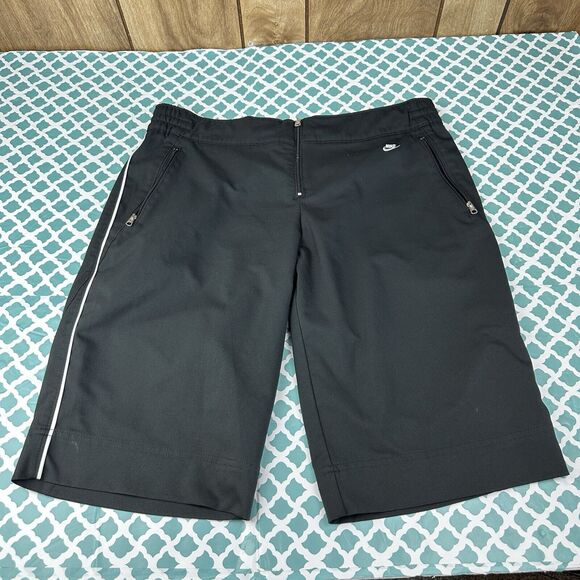 Nike Women's Size Medium Shorts Black Zip Front Running Stretch - Picture 2 of 16